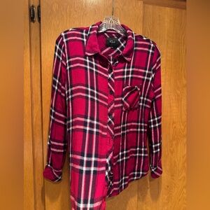 Rails Plaid Button-Down Shirt | Hunter Carmine Navy White | Rayon | M